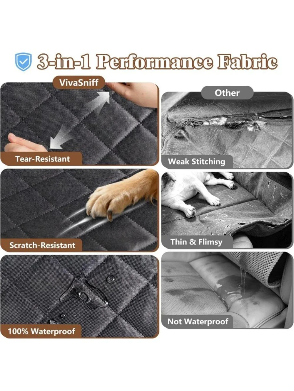 Waterproof Dog Seat Cover Hammock for Car | Nonslip, Scratch-Proof, Easy-Clean